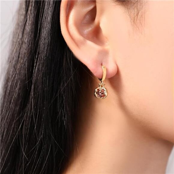 Pomegranate Seed Earrings | Nature-Inspired | Unique Statement Jewelry - Picture 3 of 3